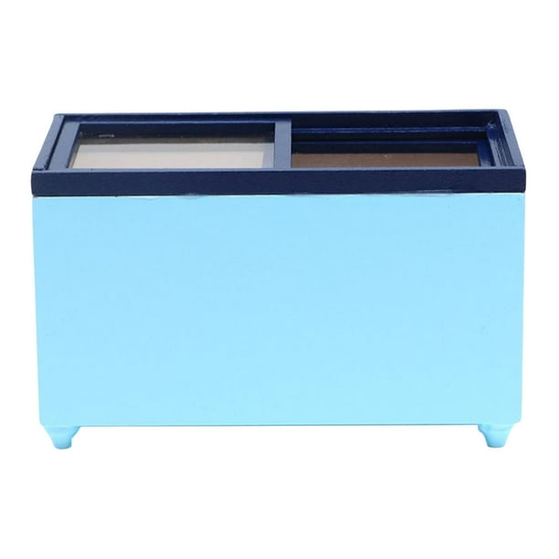 Minirefrigerador de Cocina para 1/12, Accesorio para Muebles de Muñecas, Electrodoméstico, Congedor Eléctrico de Azul Hugo Refrigerador de casa de muñecas