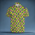 thumbnail image 2 of IWRICH Men's Striped Polo Shirts Short Sleeve Mardi Gras Button up Shirt Plus Size Loose Fit Casual Tees 05-Yellow XL, 2 of 3