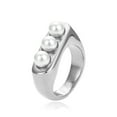 thumbnail image 3 of Simple Vintage Square Pearl Titanium Steel Ring, 3 of 5