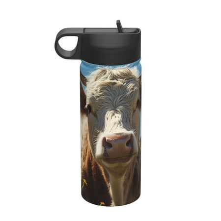 

Matuu Prairie Flower Cow for 18oz Durable Thermal Cups Keep Drinks Cold & Hot Insulated Coffee Mug with Lid (With Straw)