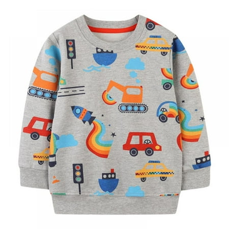

Autumn Boys Sweatshirt Long-sleeved Cartoon Car Print Pullover