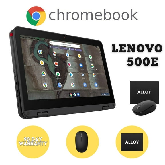 Restored Lenovo 500e | 2-in-1 11.6-Inch Chromebook | 4GB RAM 32GB Storage | 2027 Latest Chrome OS | Bundled With: Alloy Wireless Mouse and Mousepad