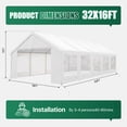 thumbnail image 4 of Dateyes 32*16FT Party Tent,Heavy Duty Outdoor Awning Tent,with Removable Sidewalls, Commercial Wedding Big Tent,Carport, BBQ,UV 50+, Waterproof, White, 4 of 9