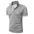 thumbnail image 2 of Bibifish Mens Polo Shirts Antler Stag Embroidery Contrast Accent Short Sleeve Shirts Classic Fit Business Wear Casual Tops, 2 of 4