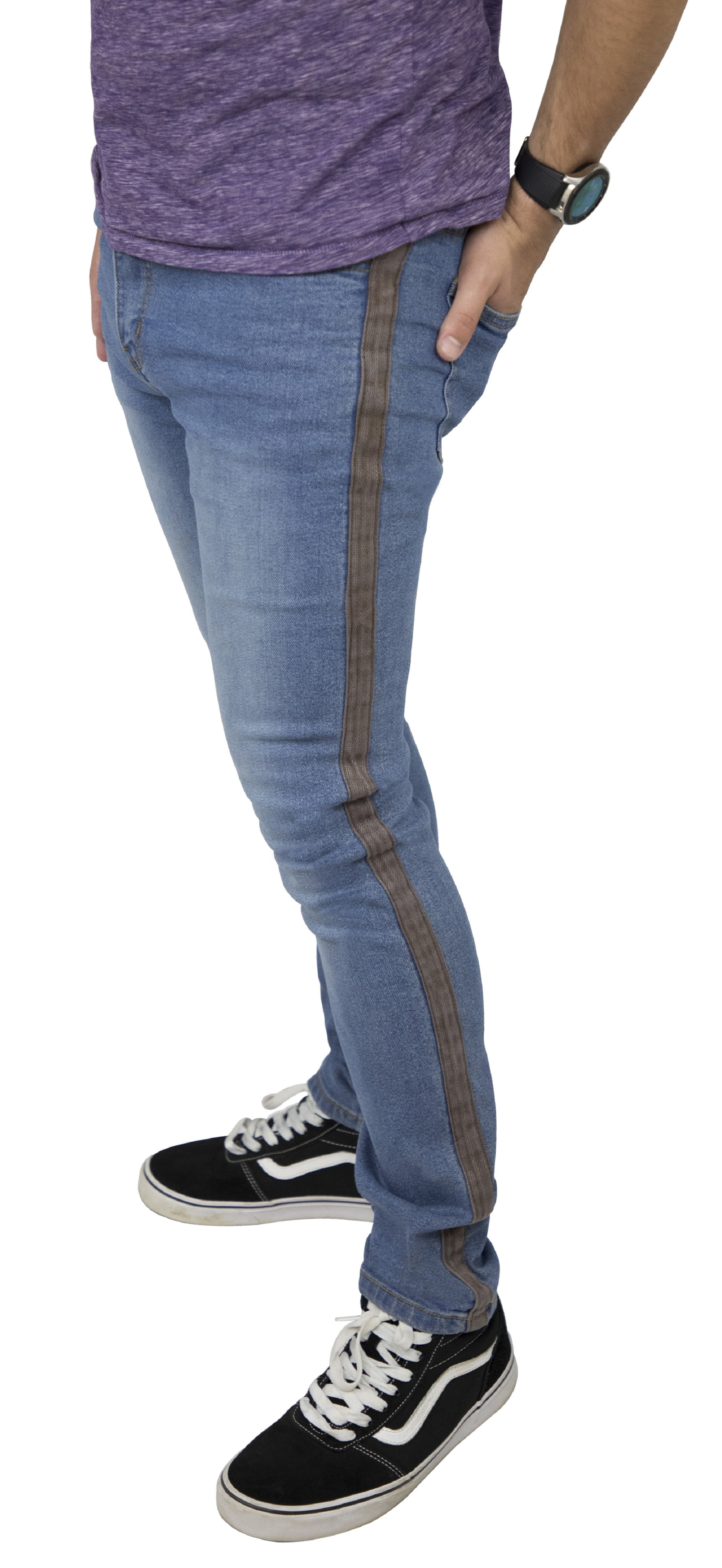 Skylinewears Mens Slim Straight Fit Stripe Jean with Stretch Skinny ...