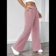 thumbnail image 4 of Pantalones de Salón A Rayas de Pierna para Mujer, Cintura Elástica y Bolsillos Rojo XXL, 4 of 8
