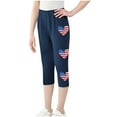 thumbnail image 5 of ZACPNCV Girls Capri Leggings Independence Day Print High Waist Kids Leggings Athletic Sports Workout Dance Tights Cropped Pants Navy 12-13 Years, 5 of 9