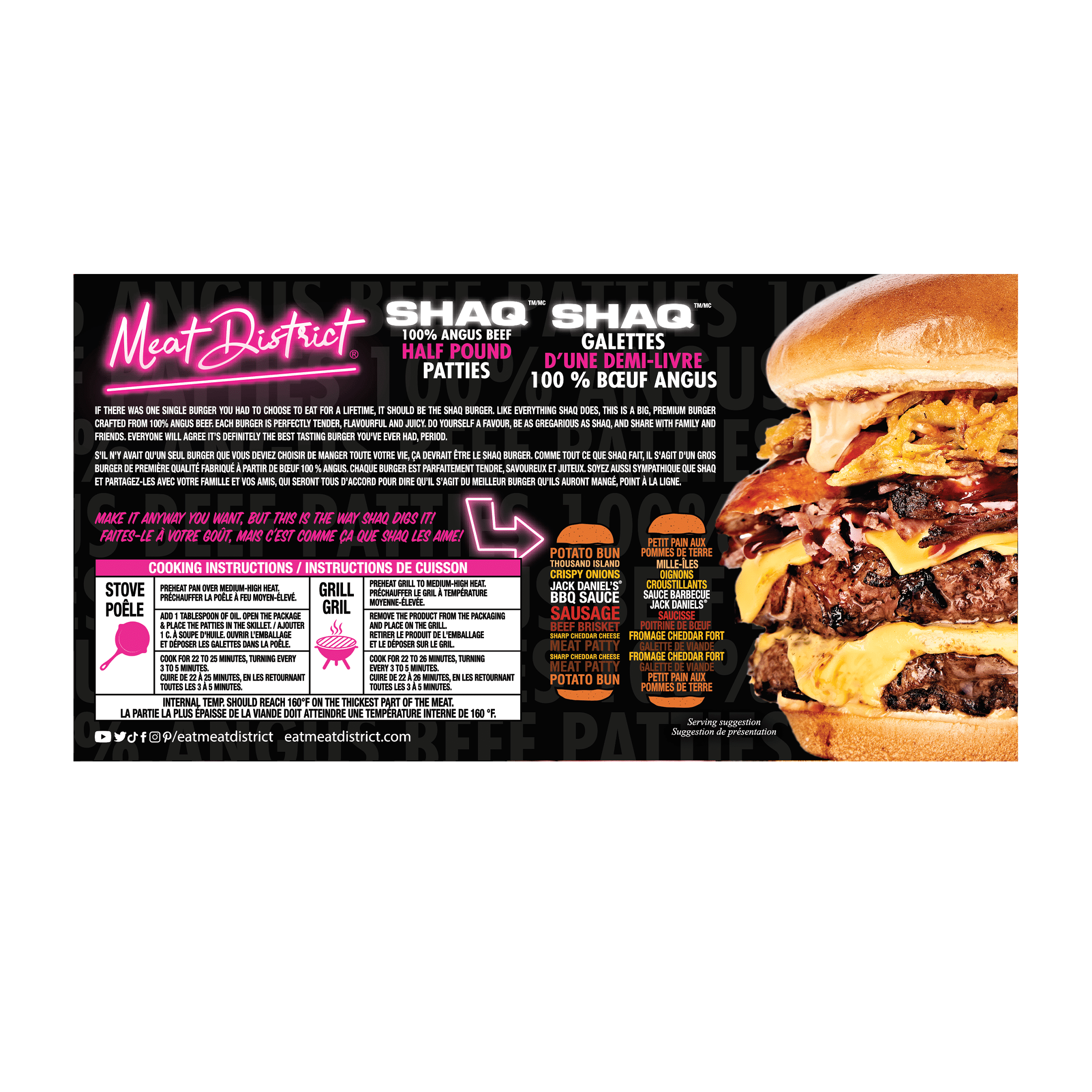 Meat District SHAQ 100% Angus Half Pound Beef Patties