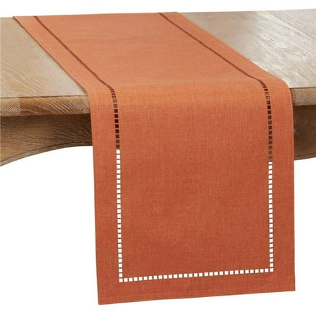 

SARO 9738.RU1472B 14 x 72 in. Oblong Rust Laser-Cut Hemstitch Table Runner