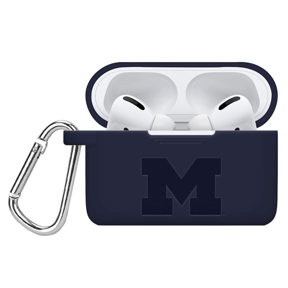 Michigan Wolverines Engraved Silicone Case Cover Compatible with Apple AirPods Pro 1 & 2 (Navy) by Affinity Bands