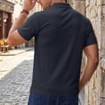 thumbnail image 5 of KLHDSF Men's Textured Knit Polo Shirts 1/4 Zipper Shirts Short Sleeve Casual Lightweight Golf Shirt Navy L, 5 of 7