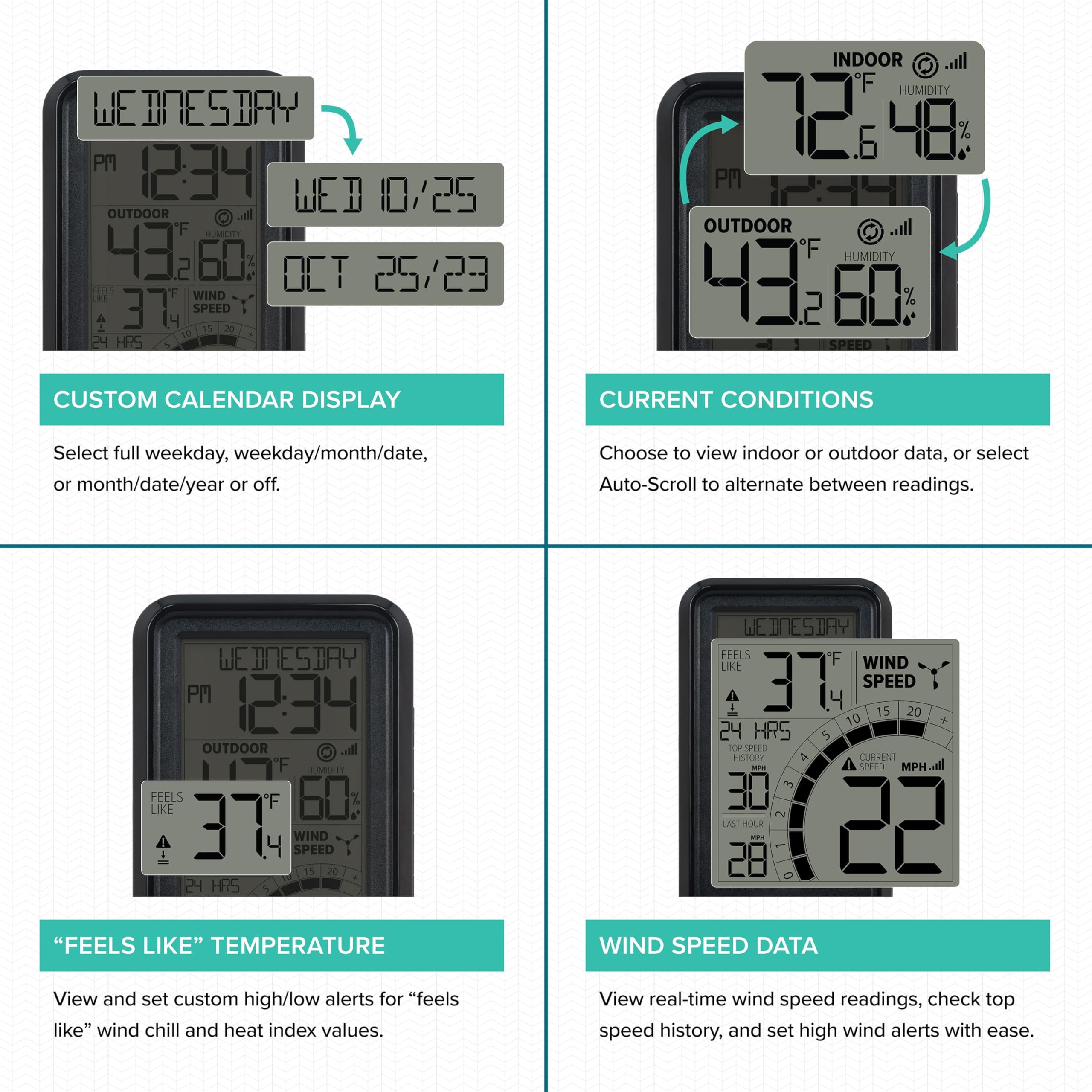 Black and White Digital Wind Speed Weather Station