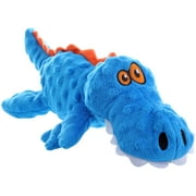 goDog Gators Plush Dog Toys with Squeakers, Blue, Small