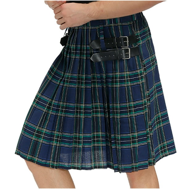 Cool blue plaid skirt top