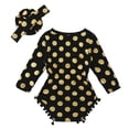 thumbnail image 3 of TAIAOJING Toddler Baby Girls Long Sleeve Romper Soft Bodysuit With Gold Foil Print & Pom Pom Design Cute And Comfortable Outfits Sets For Spring Fall Stylish 2-3Y, 3 of 3
