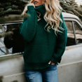 thumbnail image 2 of Boho Suéter de punto de cuello alto sólido Suéter de gran tamaño Otoño Outwear para mujer S Baoblaze  suéter de punto boho para mujer, 2 of 8