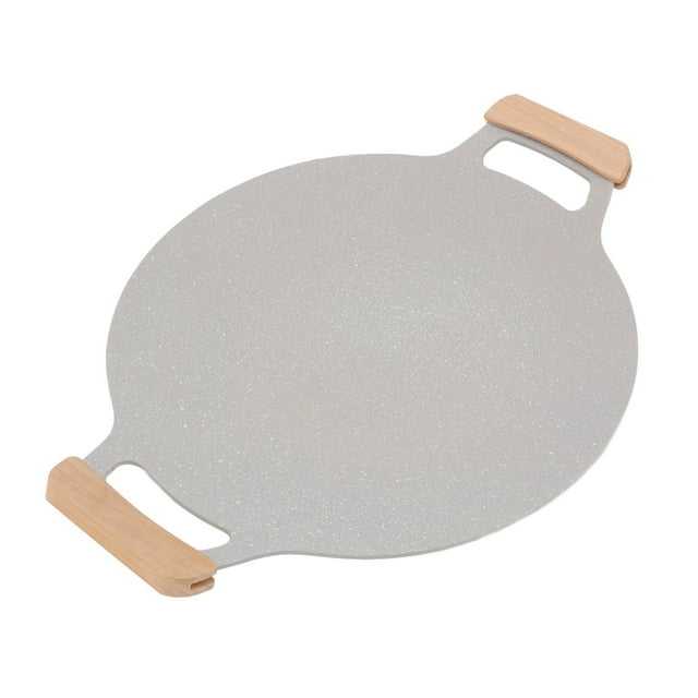 Poêle à Griller Antiadhésive, Style Coréen Poêle à Griller Ronde avec Poignée pour Steak Barbecue Intérieur Extérieur Hamburger Poulet Bacon