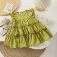 thumbnail image 2 of Coerni Toddler Girls Fly Sleeve Layered Flowy Dress Casual Loose Flutter Trendy Solid Holiday Beach Sundress Princess Gown, 2 of 3