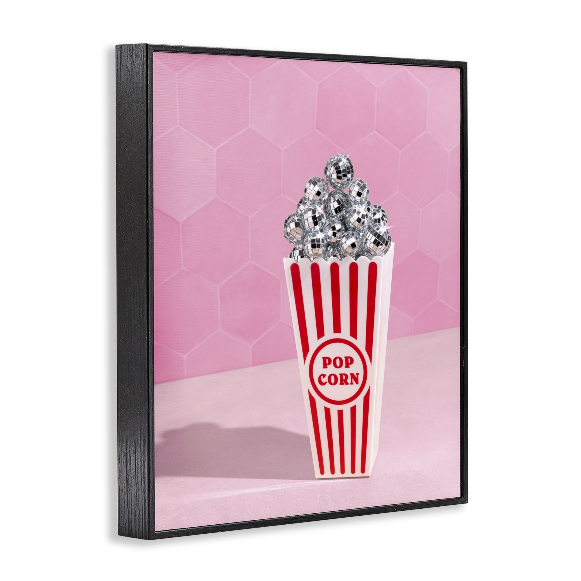 Stupell Industries Pink Disco Popcorn Black Framed Giclee Art, design by LISH Creative