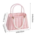 thumbnail image 2 of Woven Flower Basket with Bunny Ear Design, Handheld Floral Arrangement Basket, Mothers Day Bamboo Vine Storage Organizer for Easter Fun Gift and Home Decor, Cute Portable Handwoven Basket, Pink-A, 2 of 5