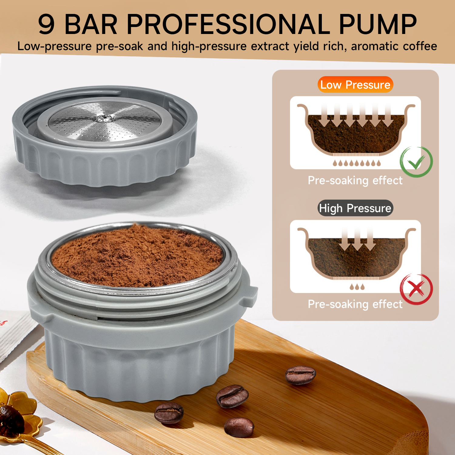 PANCERKA Portable Espresso Machine, Hot and Iced Coffee Maker, Adjustable Warm Plate, Black