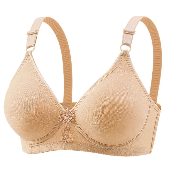 Push Up Bras for Women Ultra Soft Cute Breathable Soft‑fit Plus‑size Support‑type Wire‑free Bralette‑style Build Seamless Bras Beige