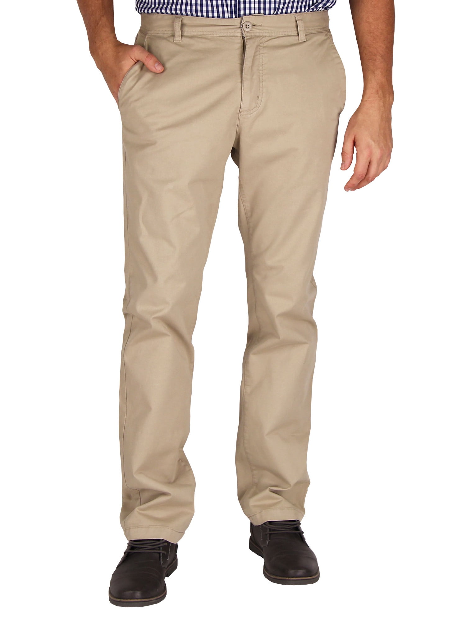 Mens Modern Stretch Fit Flat Front Casual Pants (Light Khaki, Size 40W x  34L)