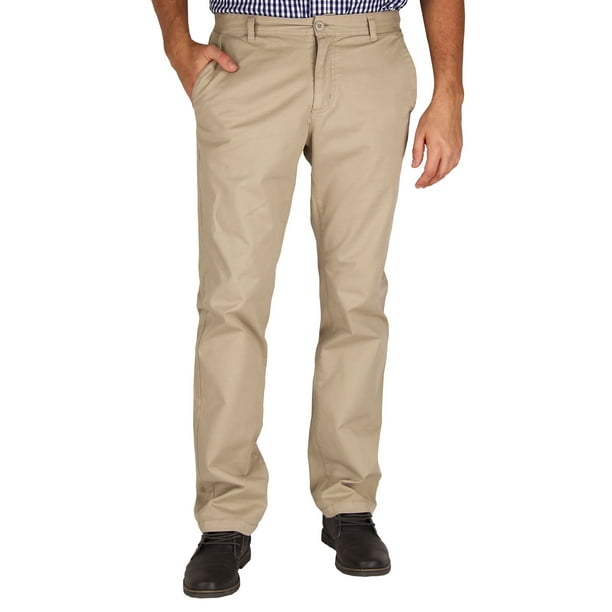 Mens Modern Stretch Fit Flat Front Casual Pants (Light Khaki, Size 40W x  32L)