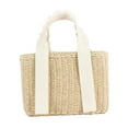 thumbnail image 2 of Bolso tejido a mano multiusos para mujer, ideal para viajes informales, camping, playa. Beige, 2 of 9