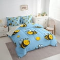 thumbnail image 3 of Manfei Funny Bee Bedding Comforter Set 7 Pieces for Kids Boys Girls, Kawaii Animal Queen Bedding Sets, Cute Wildlife Queen Sheet Sets, Microfiber Bedroom Decor, 3 of 8
