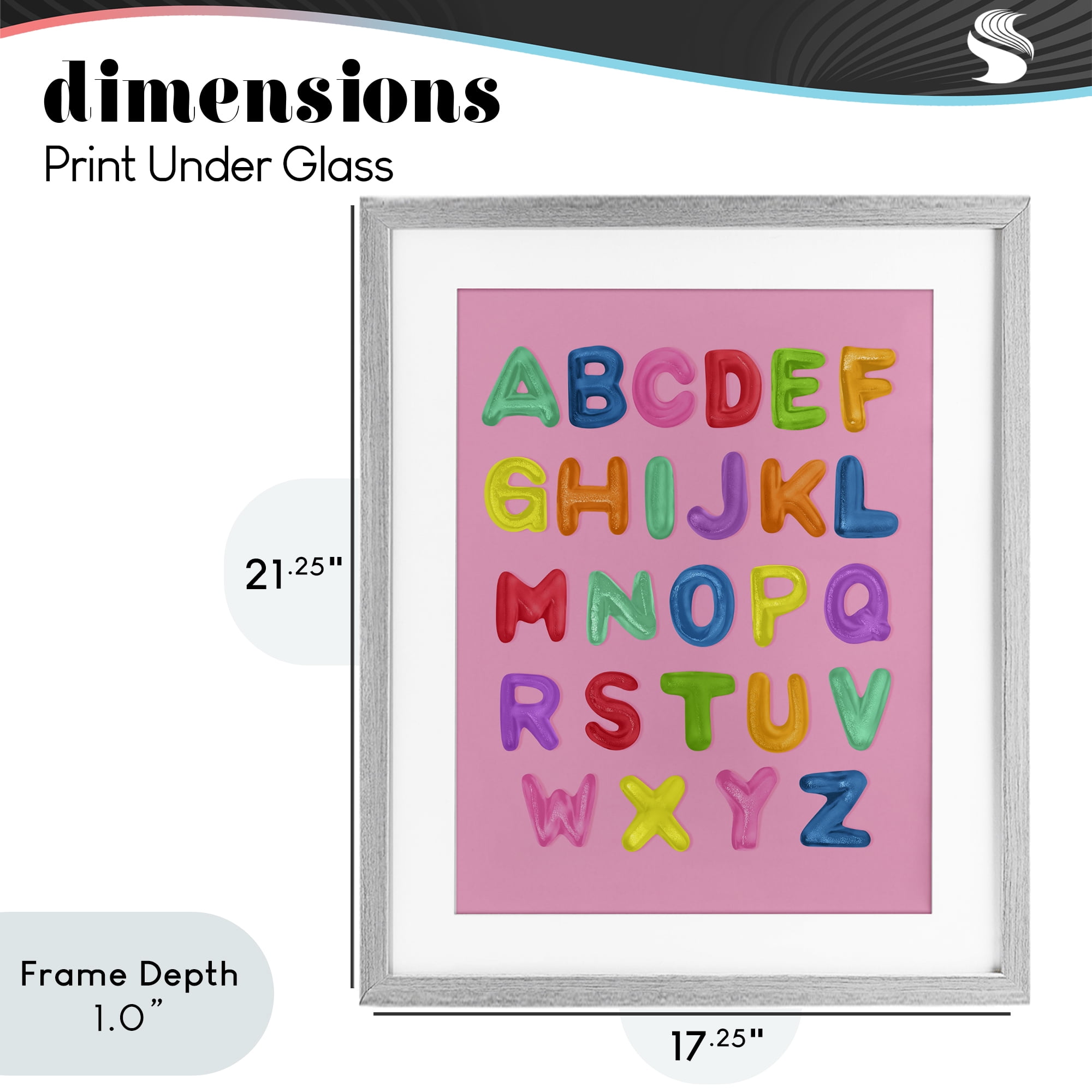 Stupell Industries Gummy Alphabet over Pink Gray Framed Print Under Glass, design by LISH Creative