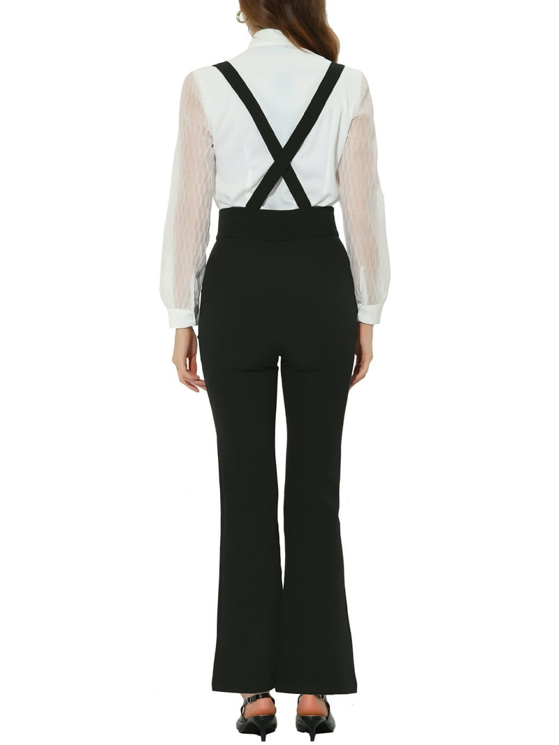 Women's High Waist Wide Leg Jumpsuit Overalls Suspender Pants