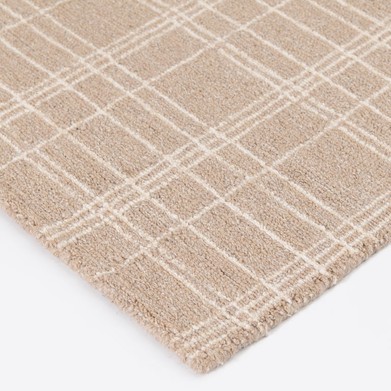 Plaid Wool Runner Rug, Beige, 2'6"x7' photo 7