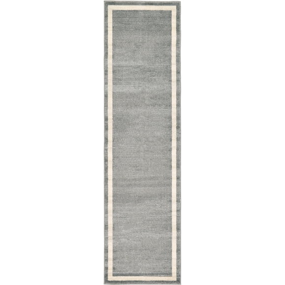 Unique Loom Del Mar Collection Contemporary Transitional Runner Rug, 2' 7" x 10', Gray/Ivory