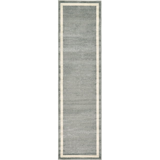Unique Loom Del Mar Collection Contemporary Transitional Runner Rug, 2' 7" x 10', Gray/Ivory