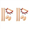 thumbnail image 1 of 4X Juego de Instrumentos de Percusión Musical, Palillos de Ritmo + de Huevos de Madera + Campana de Pandereta, para Fiestas de Navidad para Niños, 1 of 9
