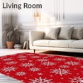 thumbnail image 2 of ODIKA 8'x10' Machine Washable Non-Slip Area Rug, Festive Snowflake Holiday Decorative Winter Welcome Entrance High Traffic Rug, Red, 655935, 2 of 7