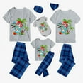 thumbnail image 1 of Pijamas familiares a juego de Navidad Conjuntos de pijamas grises de dinosaurio de Papá Noel de verano de Navidad, 1 of 4
