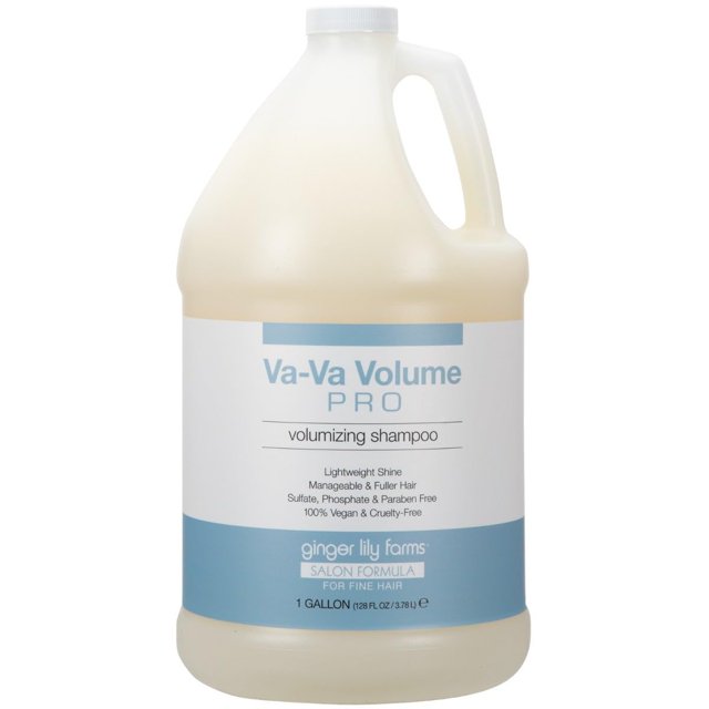 Ginger Lily Farms Salon Formula Va-Va Volume Pro Champú voluminizador para cabello fino vegano y libre de crueldad animal 1 galón (128 fl oz) Recambio