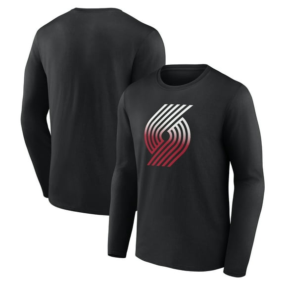 Men's Black Portland Trail Blazers Gradient Logo Long Sleeve T-Shirt