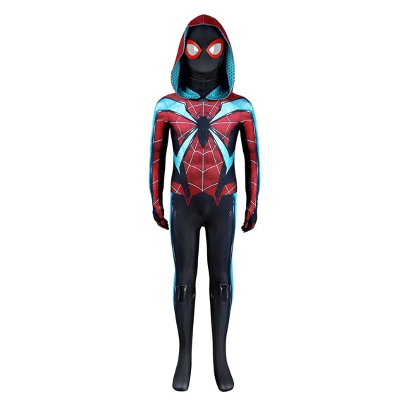 Superhero Onesie Outfit, Adult Spider Manlike Cosplay Costume Jumpsuit Decor, Realistic Spider Mankind Suit Halloween Party Costume Supplies Pack, Red, L