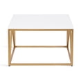 thumbnail image 5 of Kate and Laurel Kaya Modern Glam Coffee Table, 28 x 28 x 18, White and Painted Gold, Square Two-Tone Living Room Table with Geometric Metal Base and Mixed Materials Design, 5 of 7