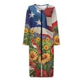 thumbnail image 4 of FKELYI Zipper Front Robes Women Nightgowns American Flag Sunflower Print Long Sleeve Sleepwear Dress with 2 Pockets Crew Neck Nightwear Dress Breathable Bathrobes Loungewear, 2XL, 4 of 6