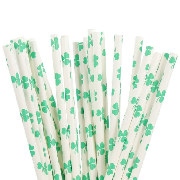 KAKOWELY 96 pajitas de trébol para fiestas del Día de San Patricio, pajitas para bebidas, pajitas para fiestas y bares.