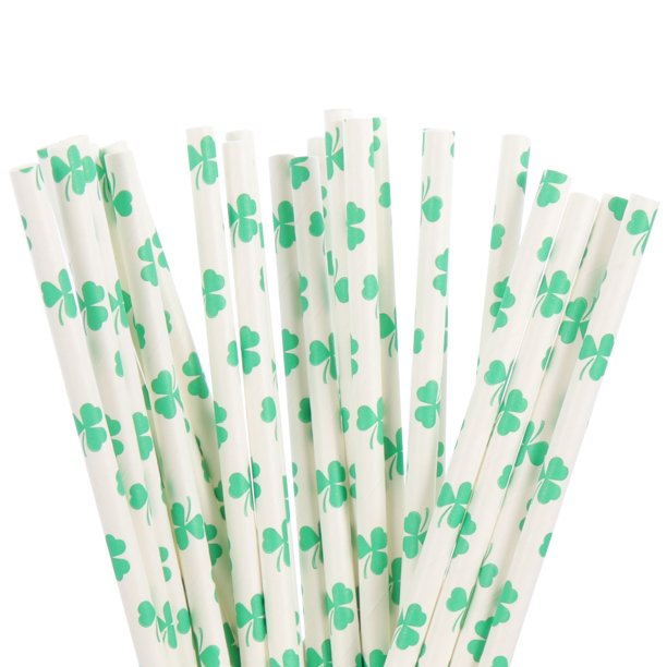 96pcs Shamrock Straws St Patrick's Day Party Suministes Bebe Pajules Partes de barras