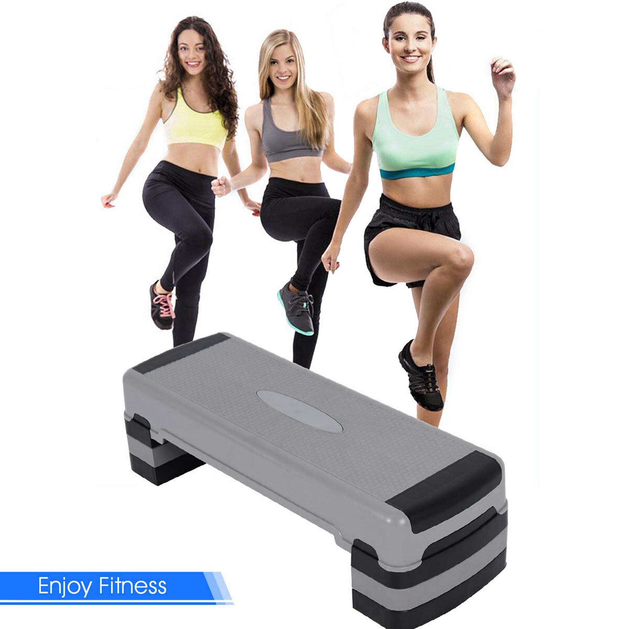 Costway 35 Fitness Aerobic Step Cardio Adjustable 6 8 10 Exercise Stepper w Risers Walmart