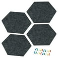 thumbnail image 1 of Unique Bargains Carreaux de Tableau d'Affichage en Feutre Autocollants Hexagonaux, Gris Foncé 4 Pack, 1 of 5