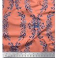 thumbnail image 1 of Soimoi polyester Crepe Fabric Floral & Ogee Damask Printed Fabric 1 Yard 52 Inch Wide, 1 of 1