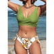 thumbnail image 3 of Conjunto de bikini para mujer, estilo cruzado, con cordones, traje de baño de dos piezas con cuello en V y estampado floral, 3 of 6