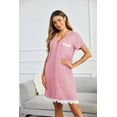 thumbnail image 3 of Ekouaer Women's Sleep Dress Short Sleeve Sleepwear Comfy Button Down Sleepshirt with Chest Pocket, 3 of 7